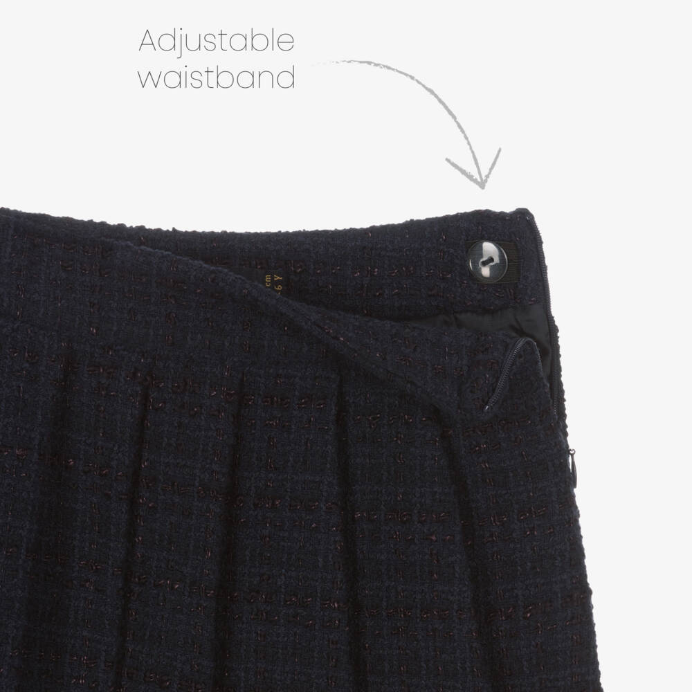 EIRENE-تنورة تويد كحلية مطوية للبنات | Childrensalon Outlet