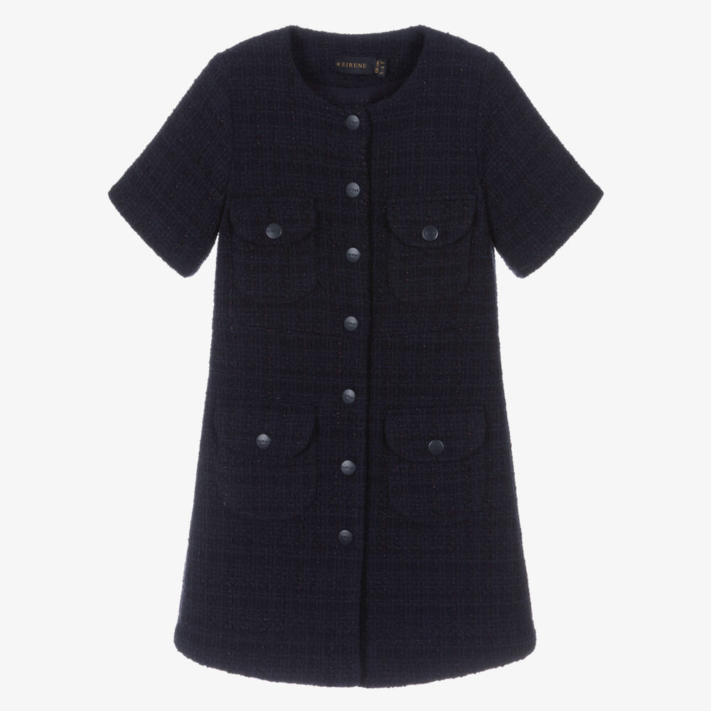 EIRENE-فستان جيوب تويد كحلي للبنات | Childrensalon Outlet