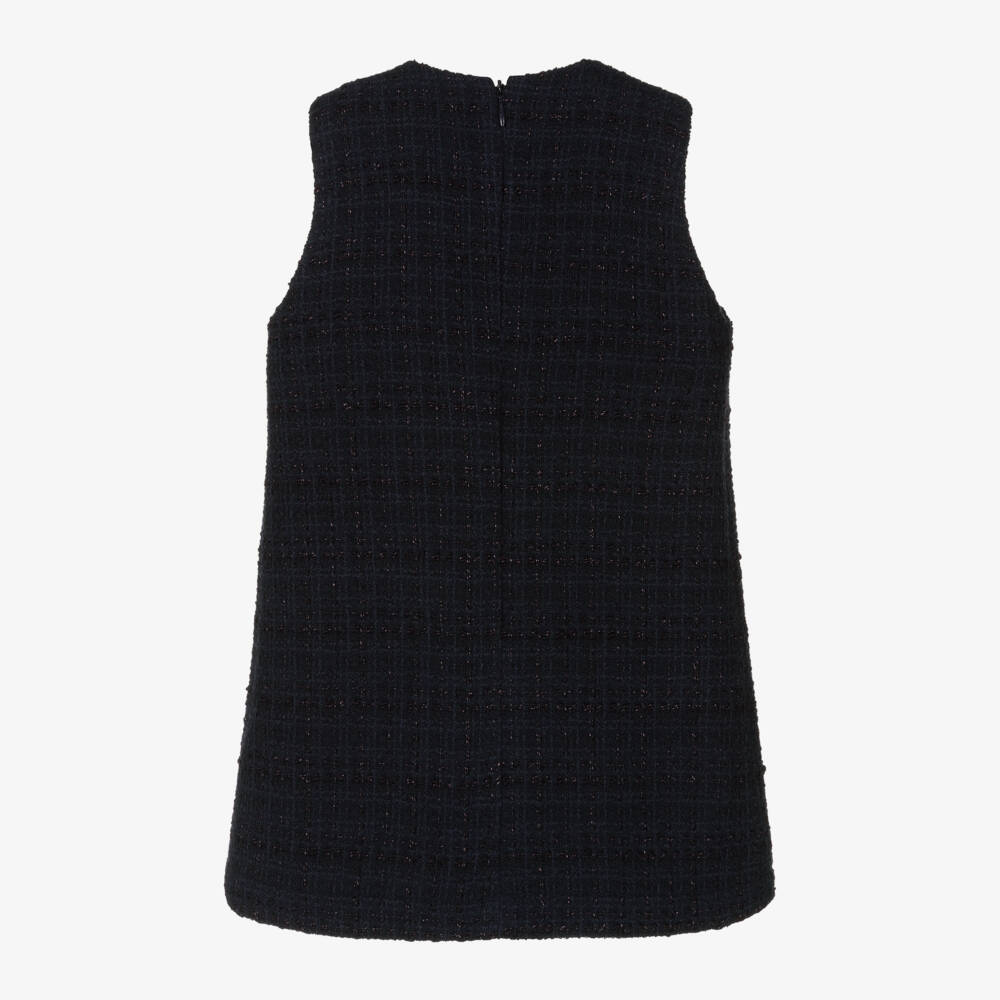 EIRENE-Girls Navy Tweed Sleeveless Dress | Childrensalon Outlet