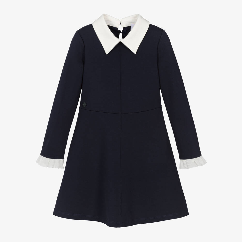 EIRENE-Girls Navy Viscose Jersey Frock | Childrensalon Outlet