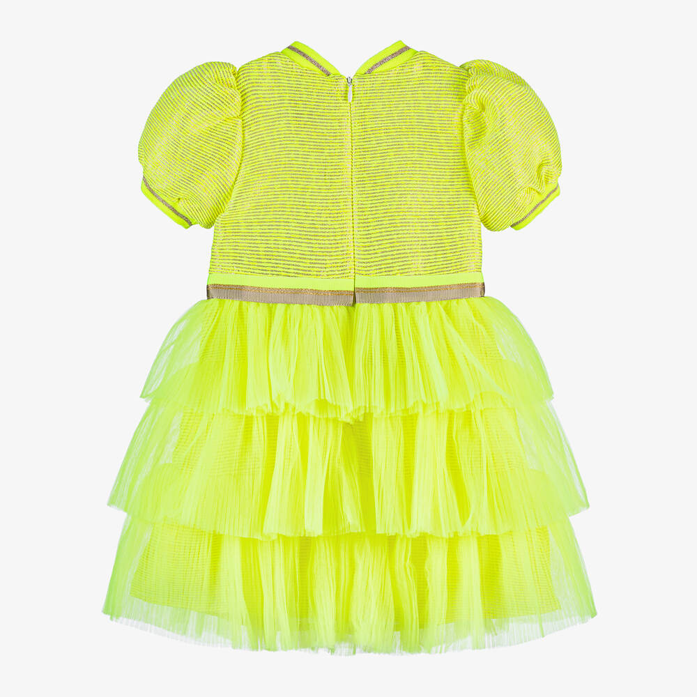 EIRENE-Girls Neon Yellow Tulle Dress | Childrensalon Outlet