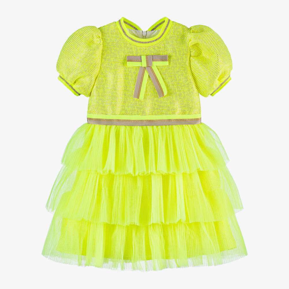 EIRENE - Girls Neon Yellow Tulle Dress | Childrensalon Outlet