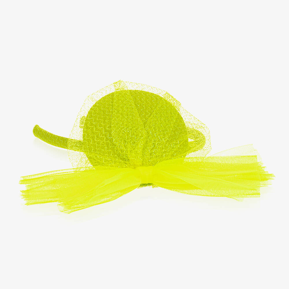 EIRENE-Girls Neon Yellow Tulle Rosette Hairband | Childrensalon Outlet