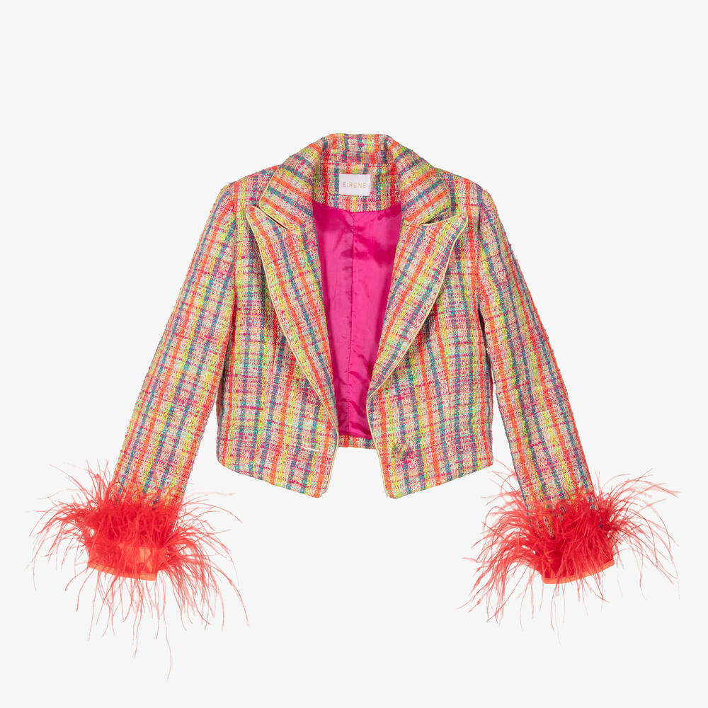 EIRENE-Girls Orange & Yellow Tweed Blazer | Childrensalon Outlet