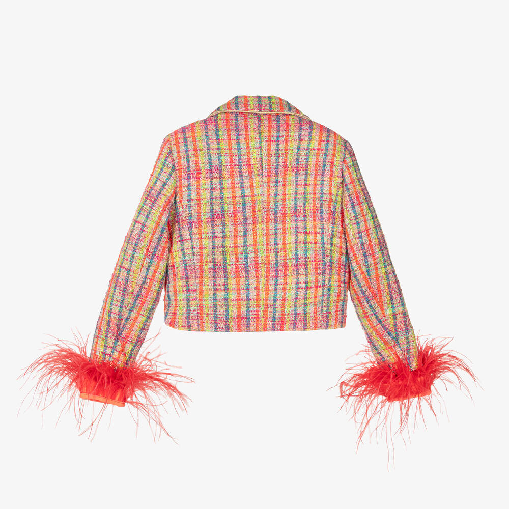 EIRENE-Girls Orange & Yellow Tweed Blazer | Childrensalon Outlet