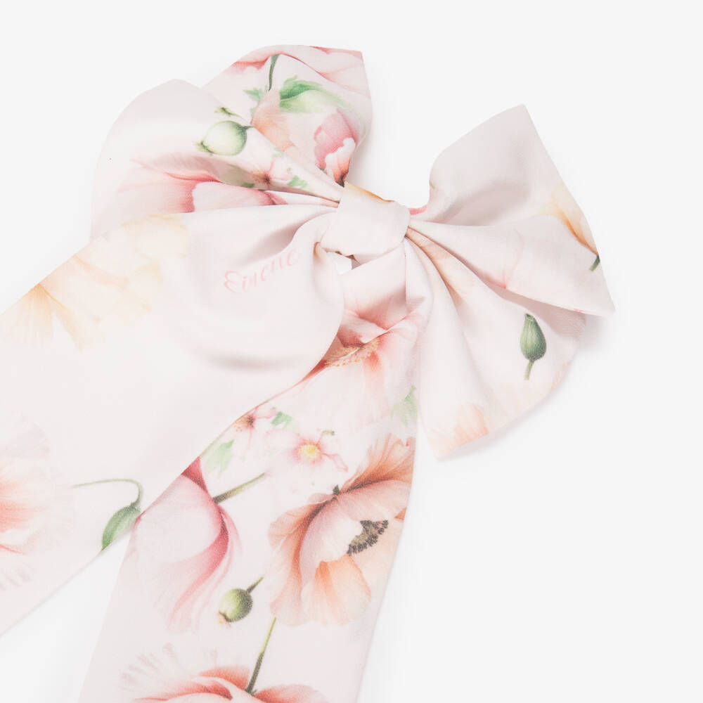 EIRENE-Girls Pale Pink Floral Bow Hair Clip | Childrensalon Outlet