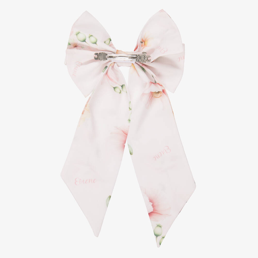 EIRENE-Girls Pale Pink Floral Bow Hair Clip | Childrensalon Outlet