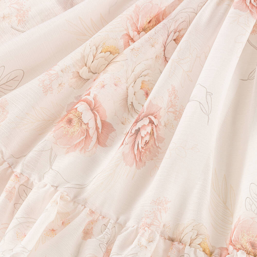 EIRENE-Girls Pale Pink Floral Chiffon & Diamanté Dress | Childrensalon Outlet