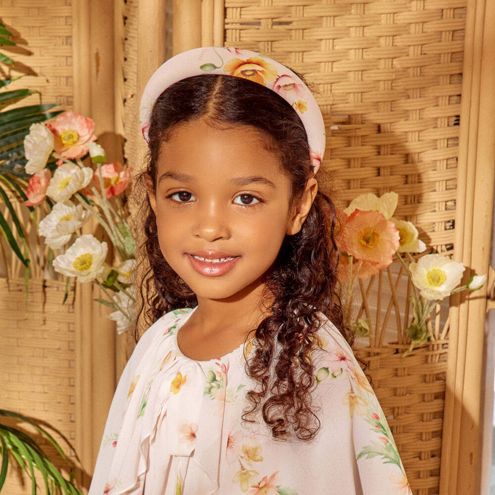 EIRENE-Girls Pale Pink Floral Crêpe Chiffon Hairband | Childrensalon Outlet