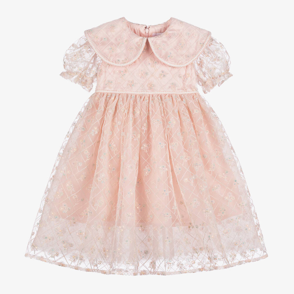 EIRENE-Girls Pale Pink Tulle Dress | Childrensalon Outlet