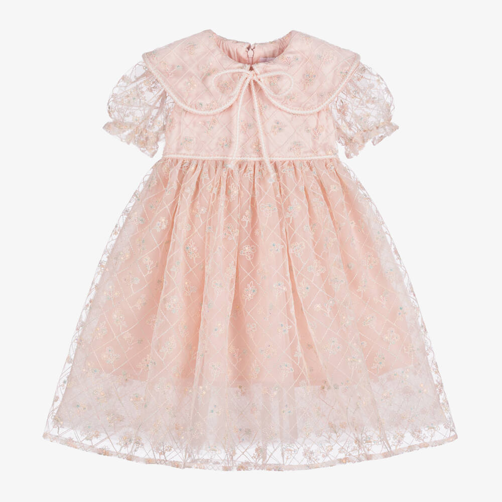 EIRENE-Girls Pale Pink Tulle Dress | Childrensalon Outlet