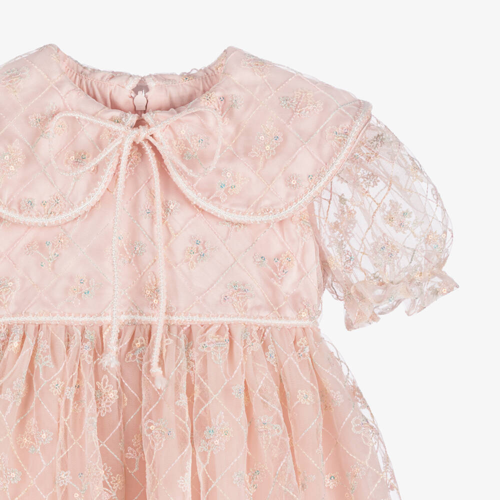 EIRENE-Girls Pale Pink Tulle Dress | Childrensalon Outlet
