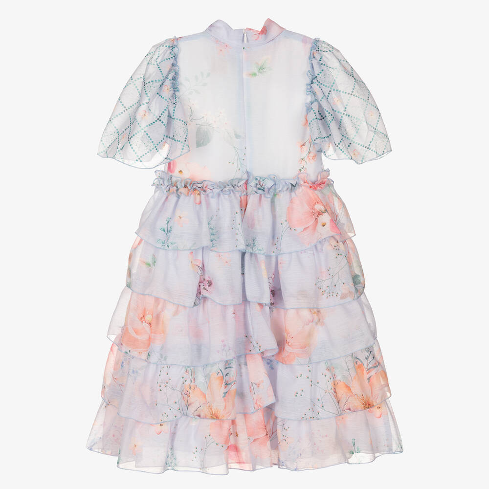 EIRENE-فستان شيفون لون أزرق بطبعة ورود | Childrensalon Outlet