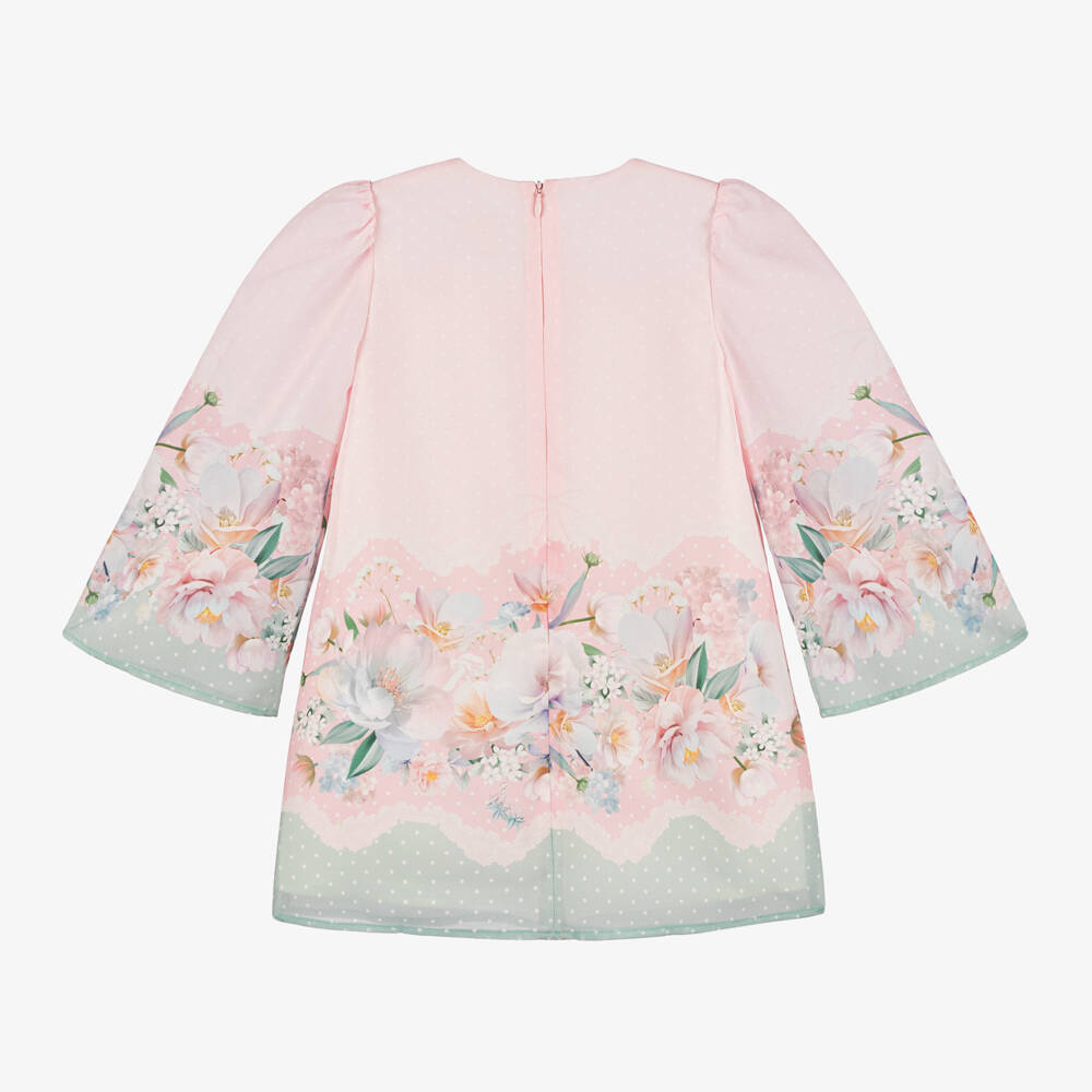 EIRENE-Girls Pink Blossom Crêpe Dress | Childrensalon Outlet