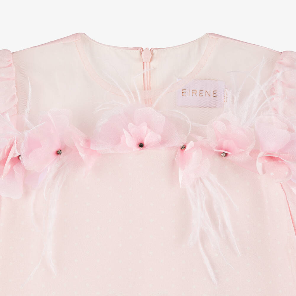 EIRENE-Girls Pink Blossom Crêpe Dress | Childrensalon Outlet