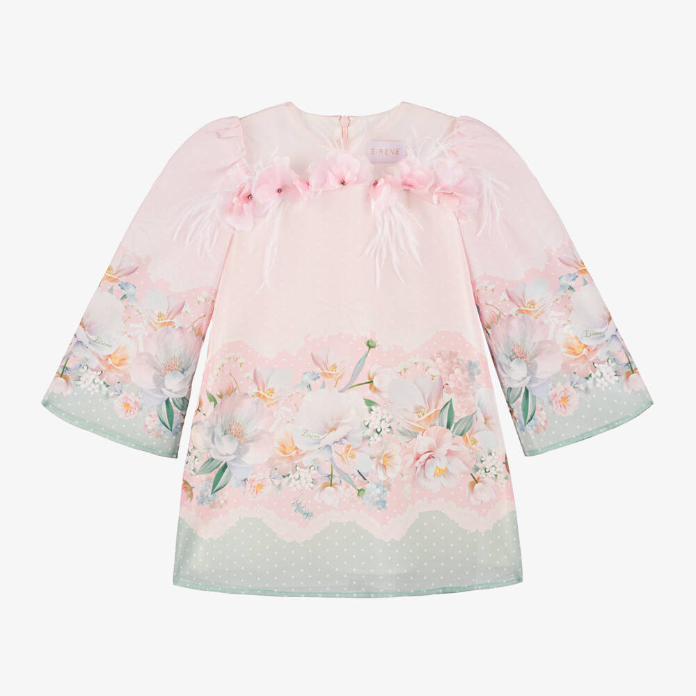EIRENE-Girls Pink Blossom Crêpe Dress | Childrensalon Outlet