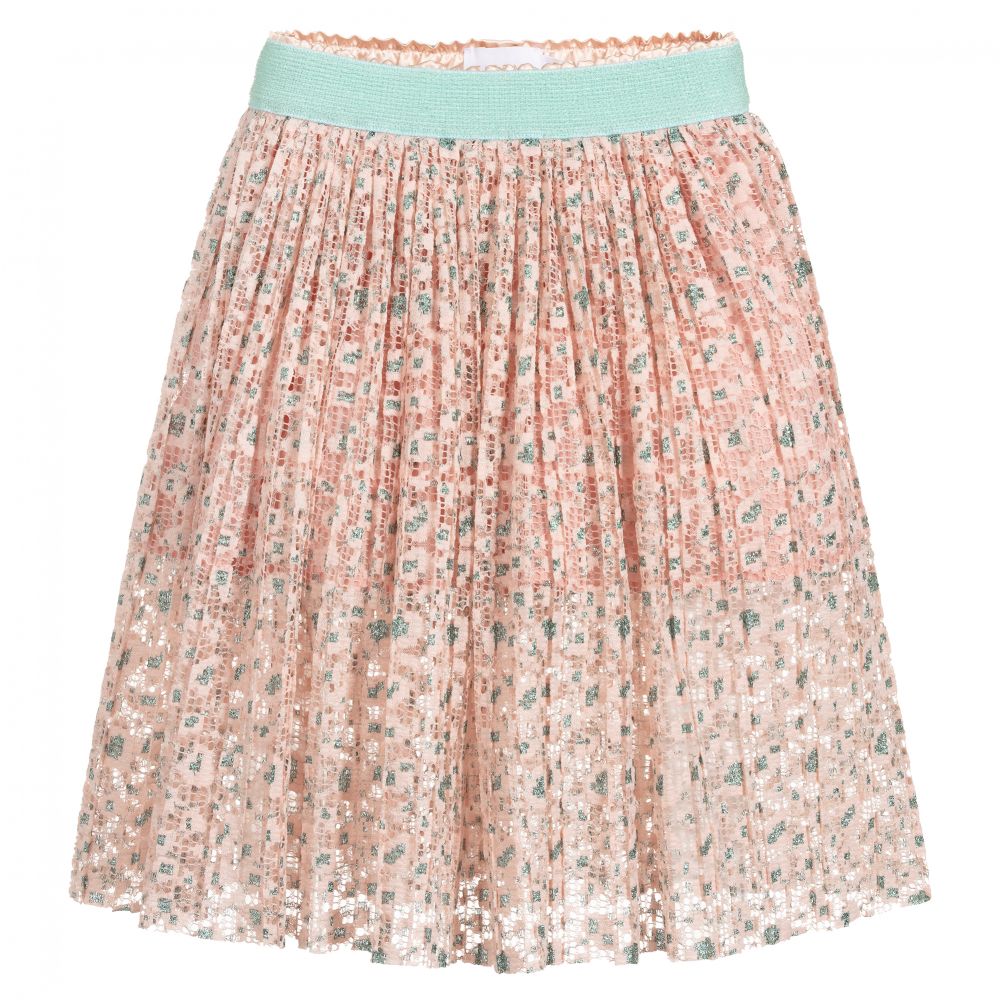 EIRENE - Girls Pink & Blue Lace Skirt  | Childrensalon