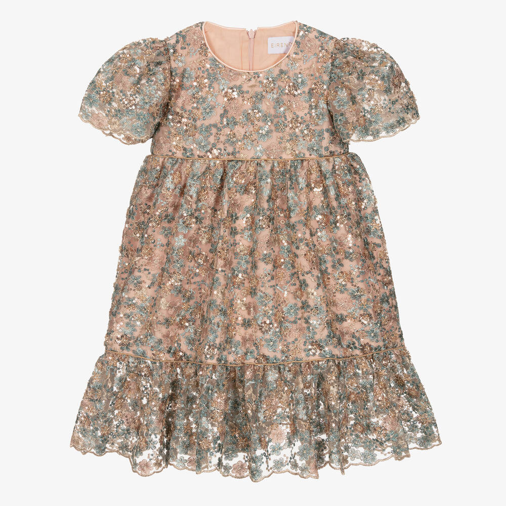 EIRENE - Розово-голубое платье из тюля с пайетками | Childrensalon