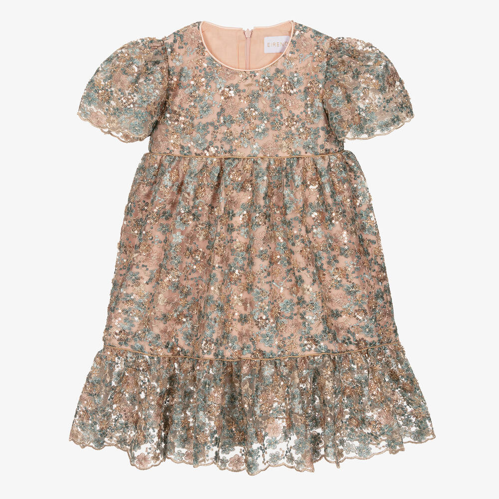 EIRENE - Girls Pink & Blue Sequinned Tulle Dress | Childrensalon