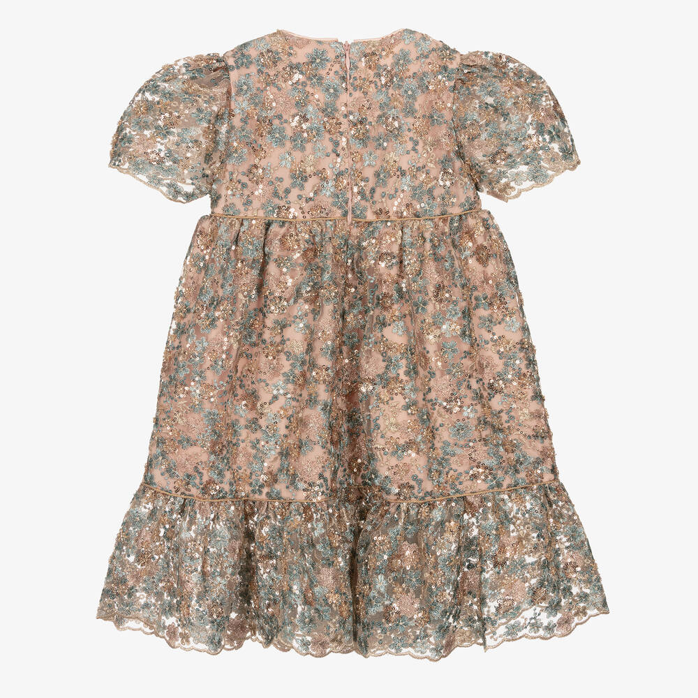 EIRENE-Розово-голубое платье из тюля с пайетками | Childrensalon Outlet