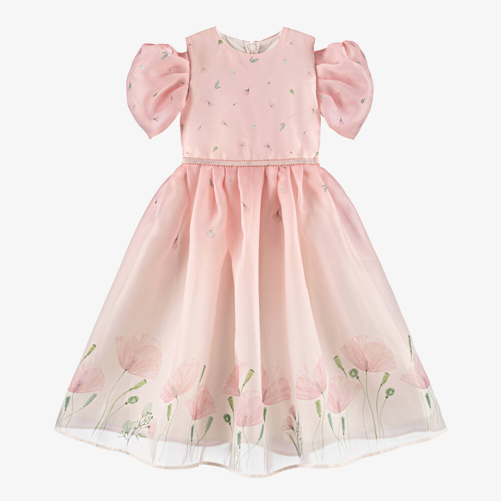 EIRENE-Girls Pink Cascading Chiffon Gown | Childrensalon Outlet