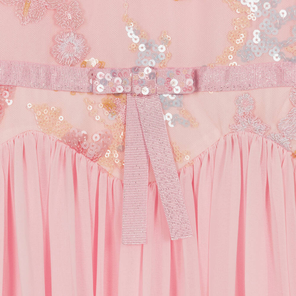 EIRENE-Girls Pink Chiffon Cape Dress | Childrensalon Outlet