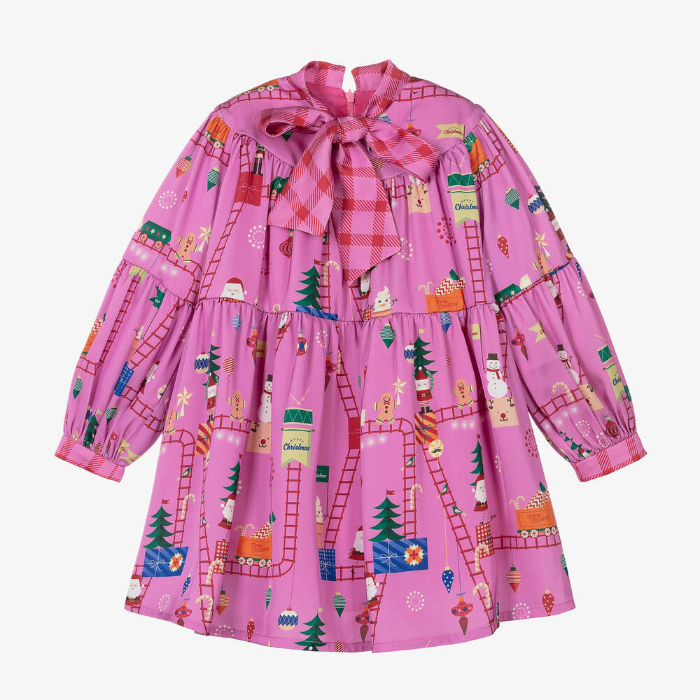 EIRENE - Robe de Noël rose fille | Childrensalon
