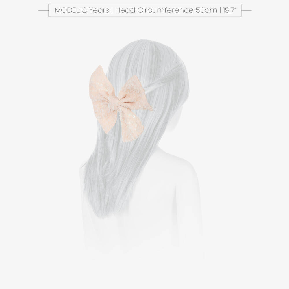 EIRENE-Girls Pink Crêpe & Sequin Bow Hair Clip | Childrensalon Outlet