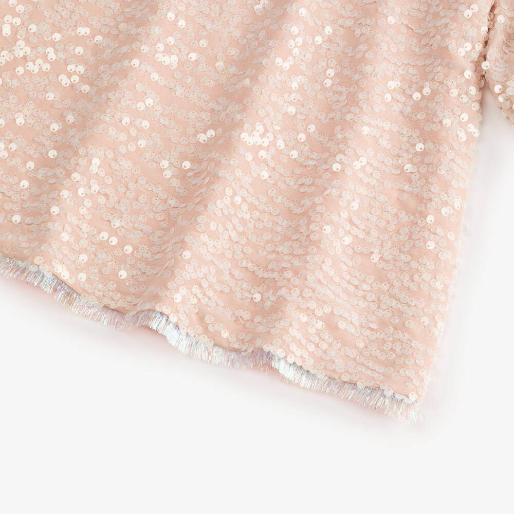 EIRENE-Girls Pink Crêpe & Sequin Dress | Childrensalon Outlet