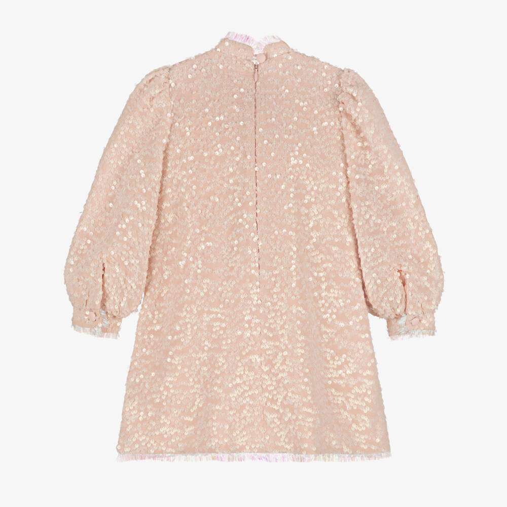 EIRENE-Girls Pink Crêpe & Sequin Dress | Childrensalon Outlet