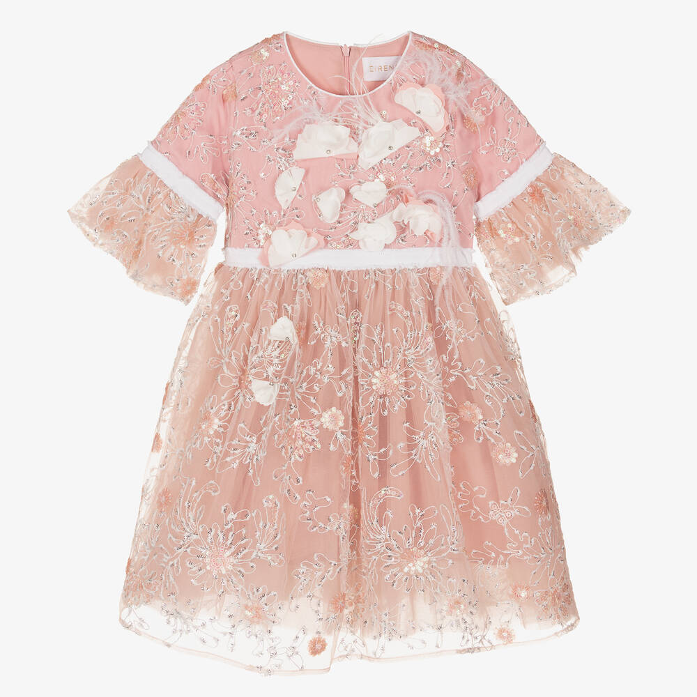 EIRENE - Rosa Pailletten-Tüllkleid bestickt | Childrensalon