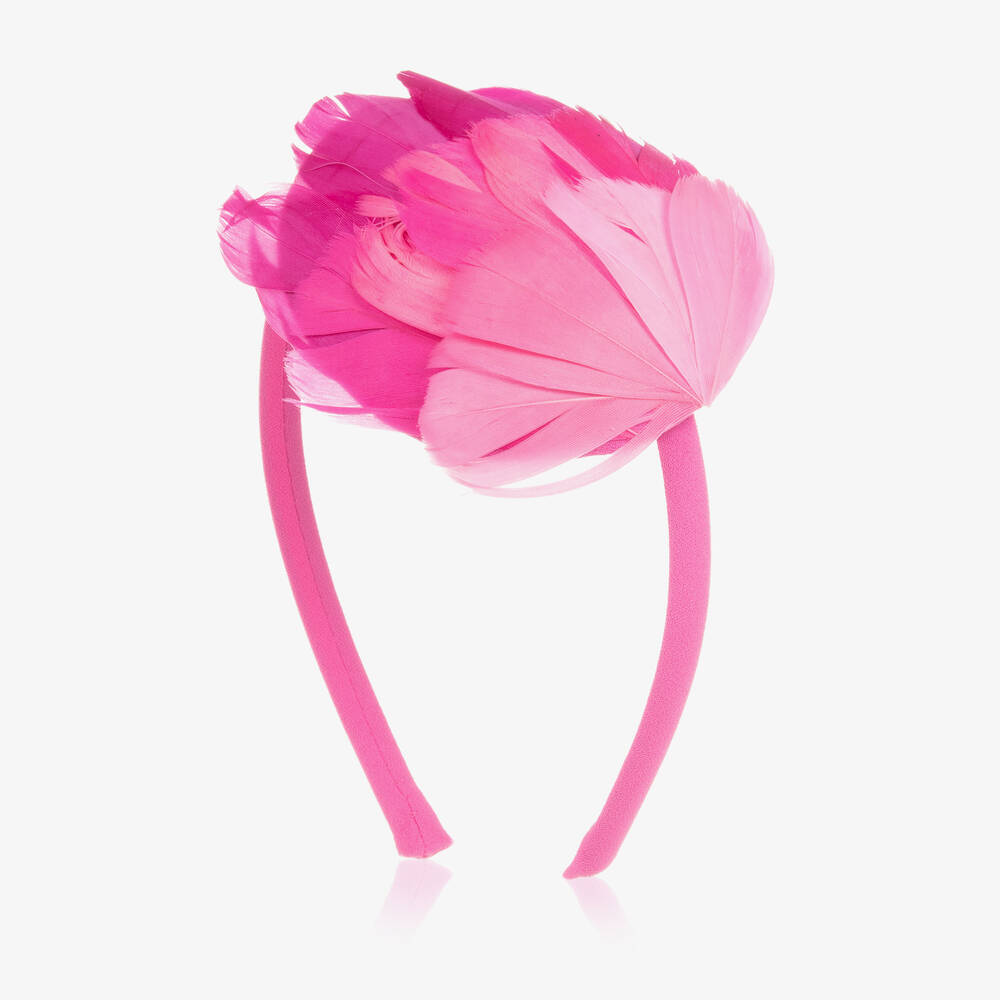 EIRENE-Girls Pink Faux Feather Hairband | Childrensalon Outlet