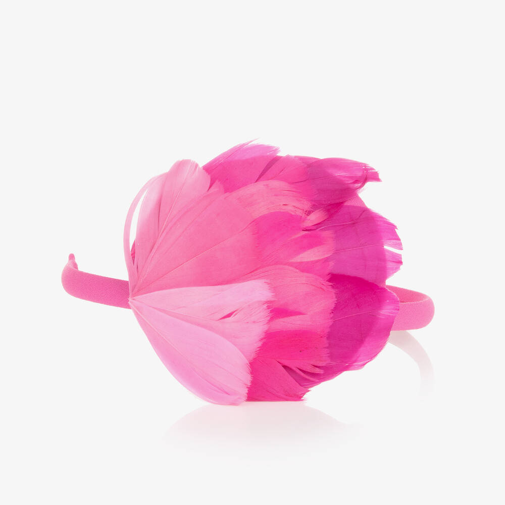 EIRENE-Girls Pink Faux Feather Hairband | Childrensalon Outlet