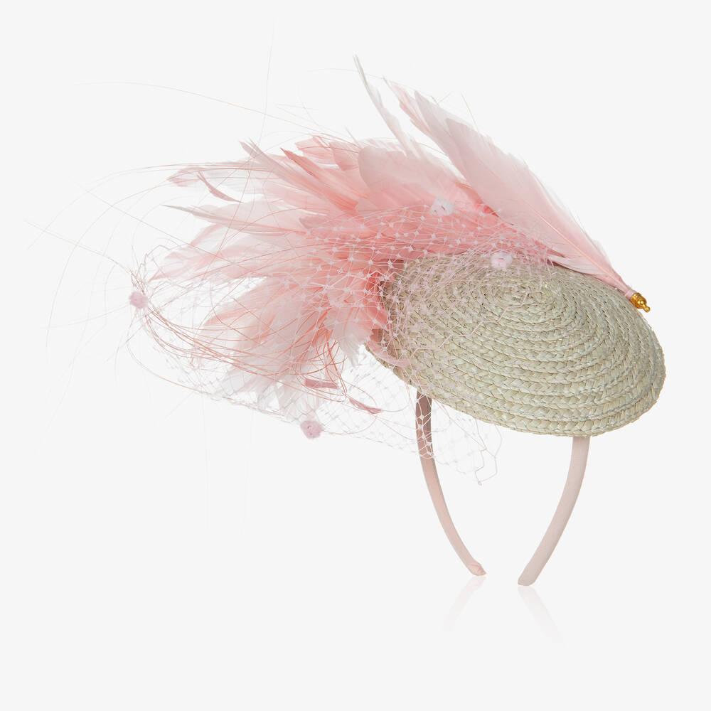 EIRENE - Girls Pink Feather Fascinator Hairband | Childrensalon