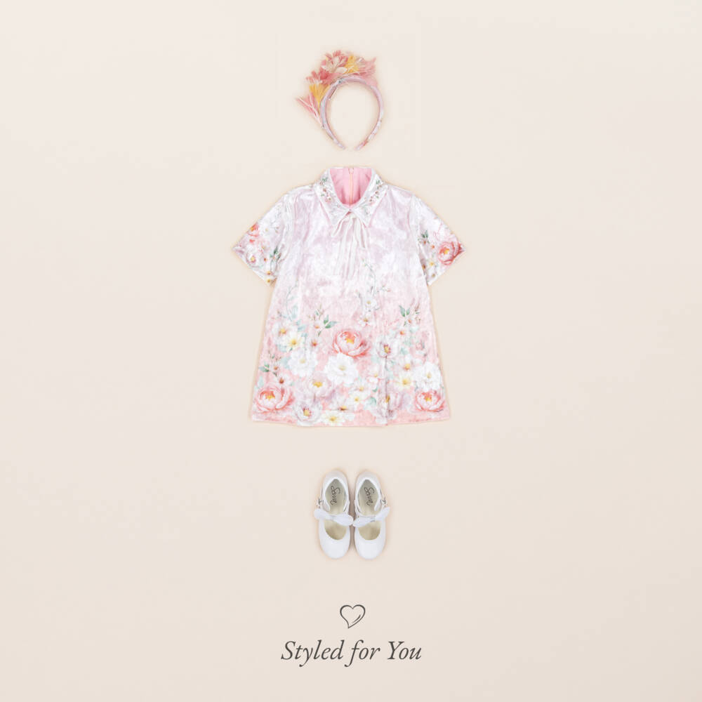 EIRENE-طوق رأس وردي مزين بالريش للبنات | Childrensalon Outlet