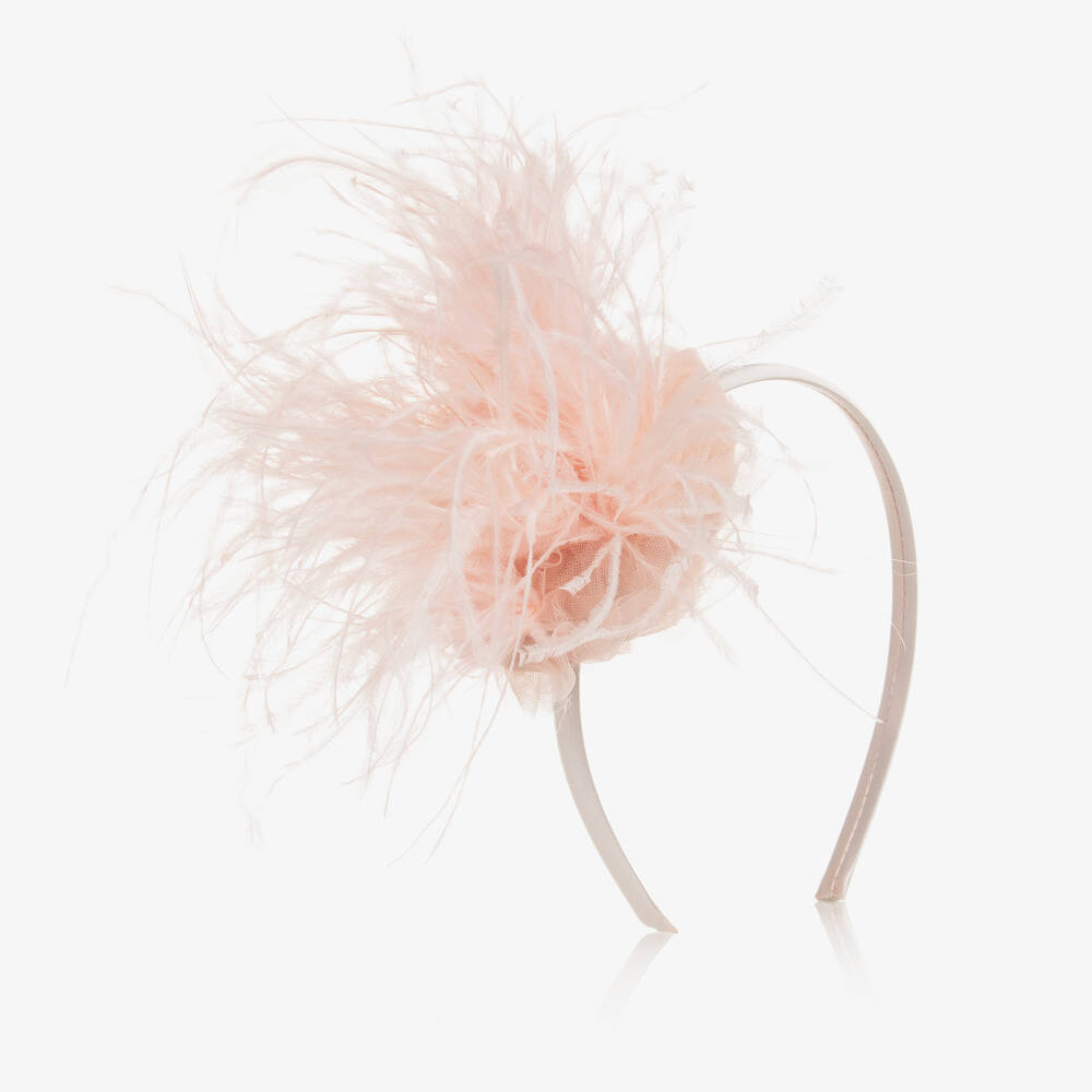 EIRENE-Girls Pink Feather & Tulle Hairband | Childrensalon Outlet