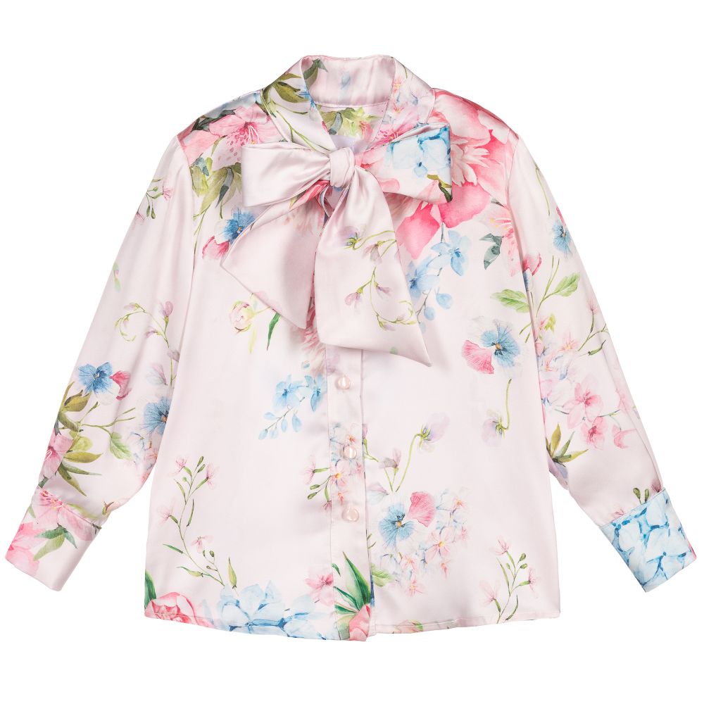 EIRENE - Розовая блузка с цветами для девочек | Childrensalon