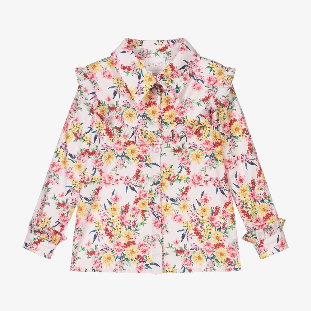 EIRENE - Розовая блузка в цветочек для девочек  | Childrensalon