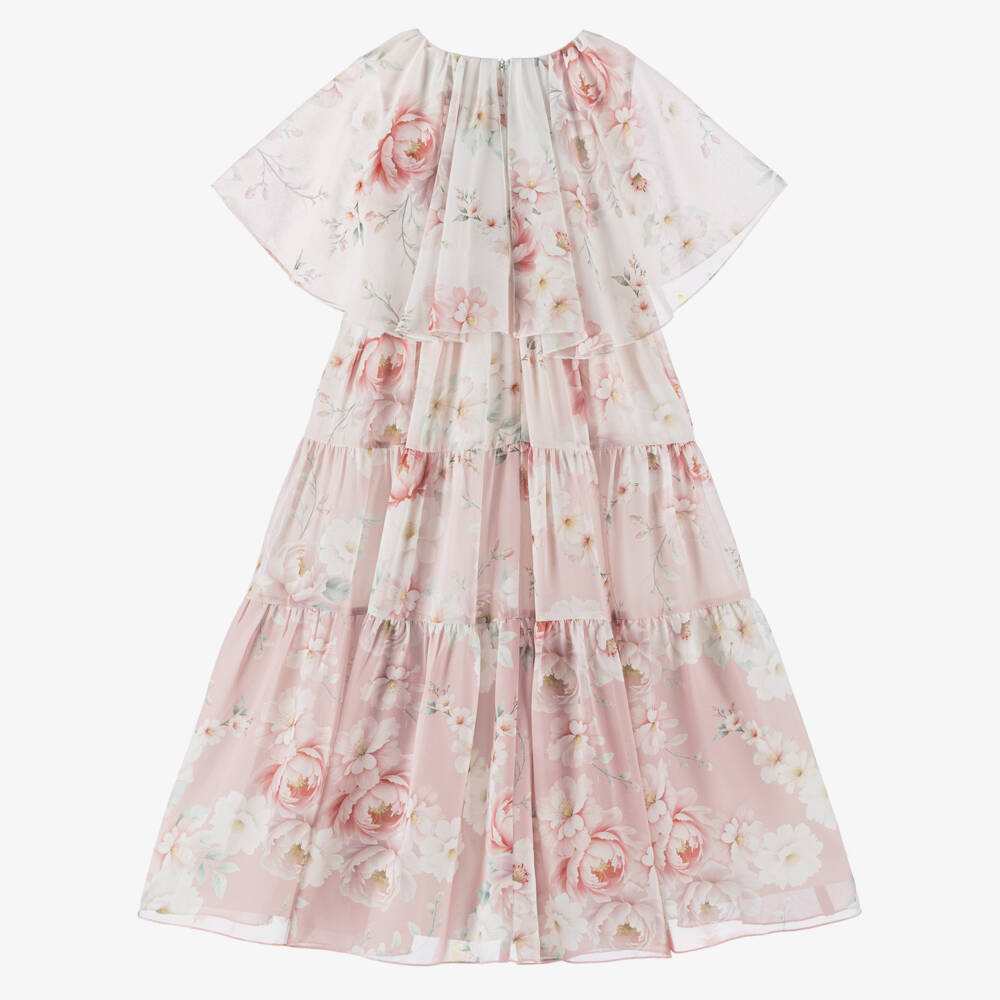 EIRENE-فستان كاب شيفون وردي مزهر للبنات | Childrensalon Outlet