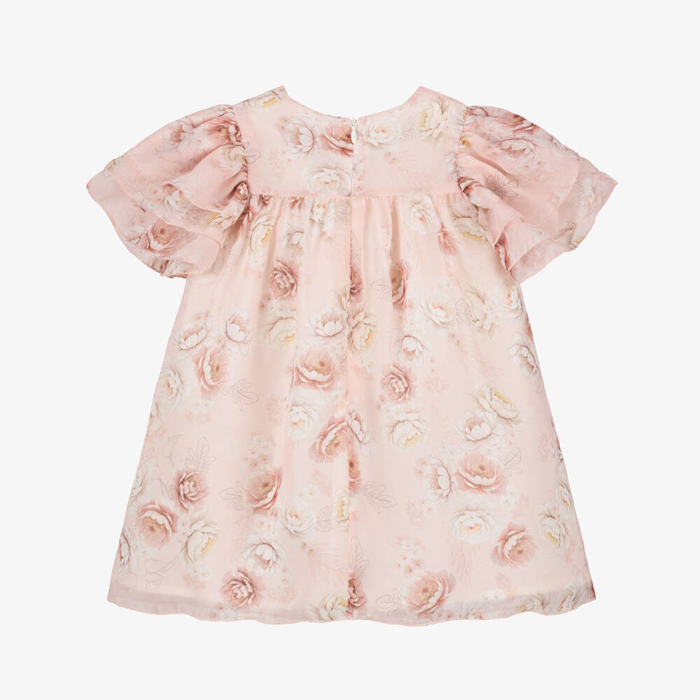 EIRENE-Платье из розового шифона с цветочным узором для девочек | Childrensalon Outlet