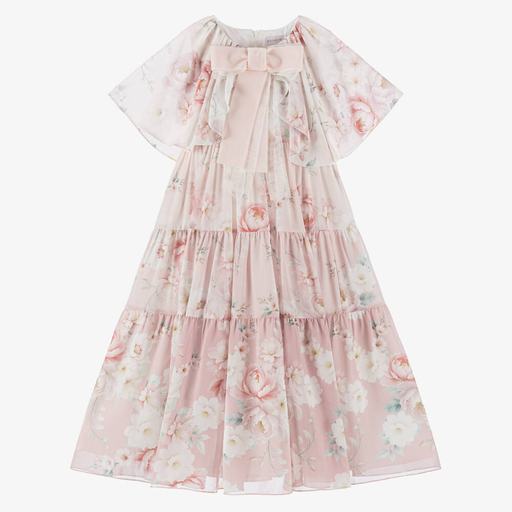 EIRENE-فستان كاب شيفون وردي مزهر للبنات | Childrensalon Outlet