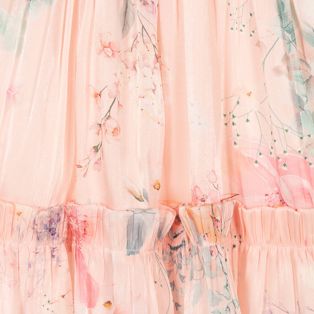 EIRENE-Girls Pink Floral Chiffon Skirt | Childrensalon Outlet