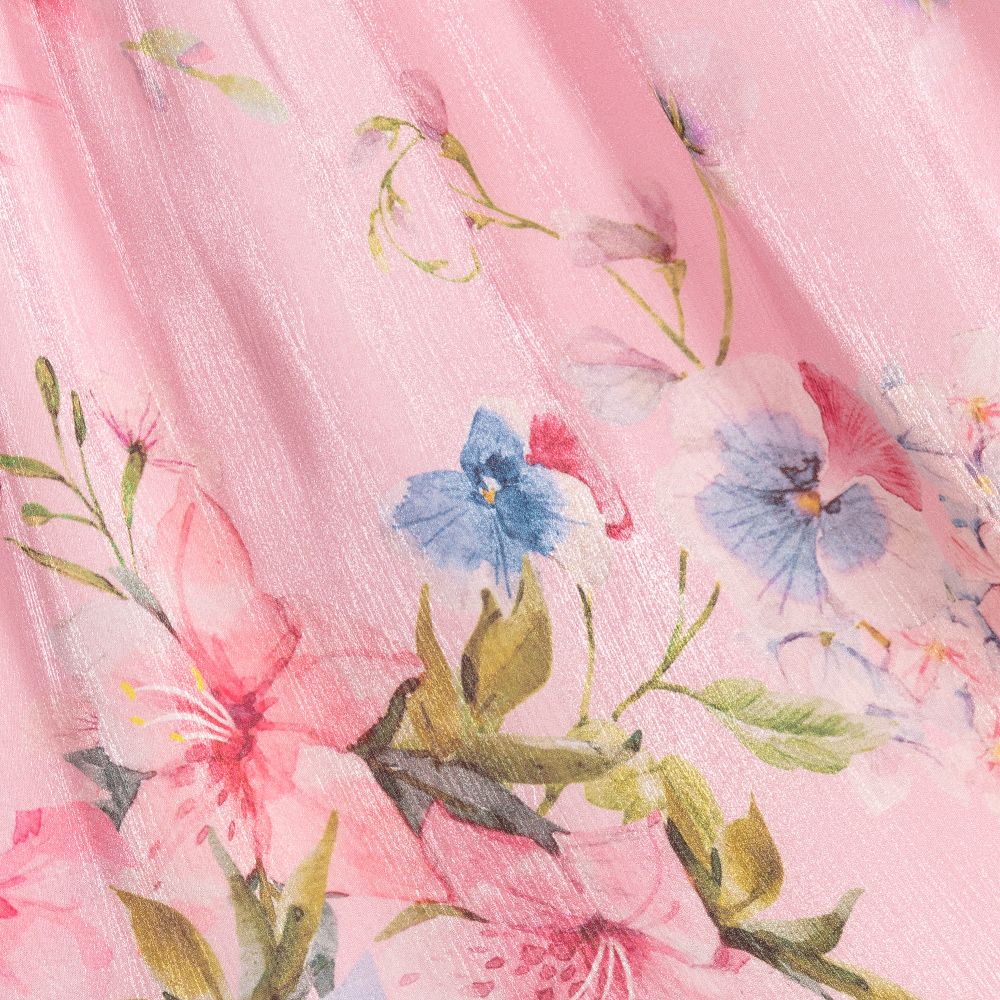 EIRENE-فستان مبطن قطن لون زهري بطبعة ورود | Childrensalon Outlet