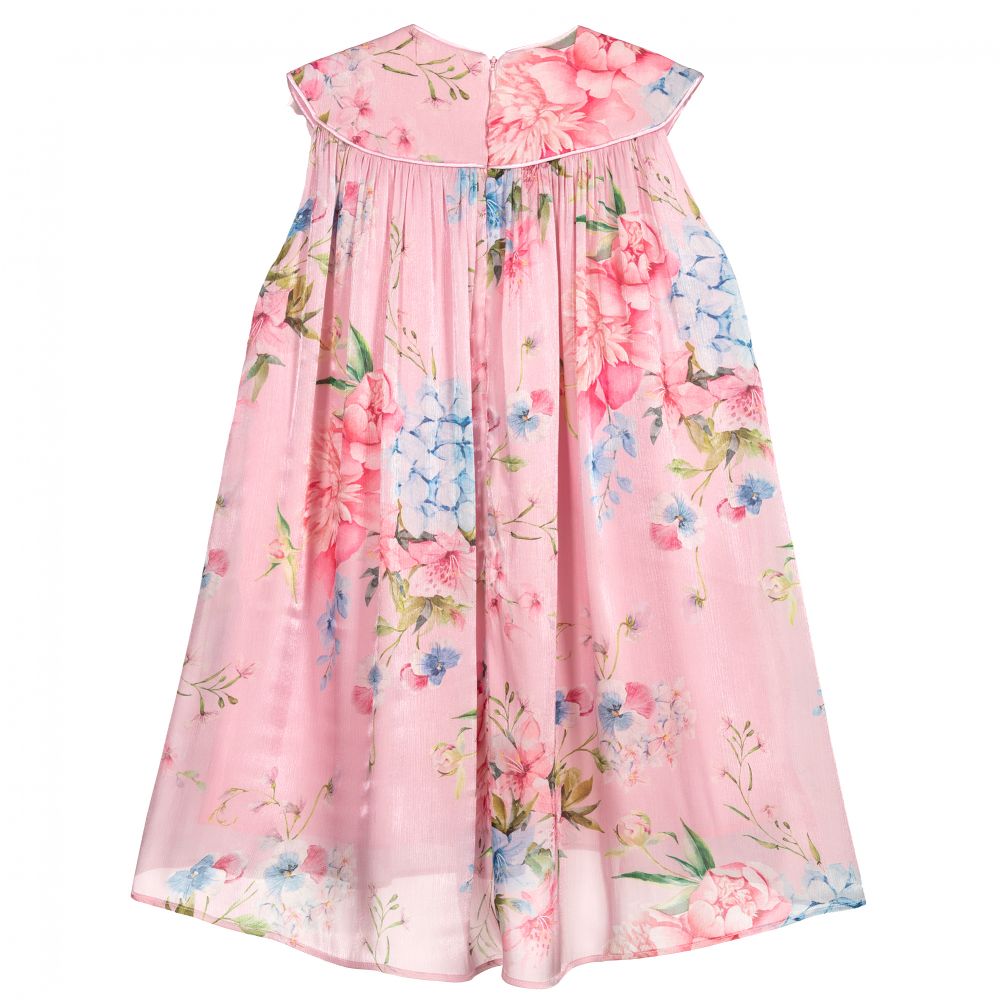 EIRENE-فستان مبطن قطن لون زهري بطبعة ورود | Childrensalon Outlet