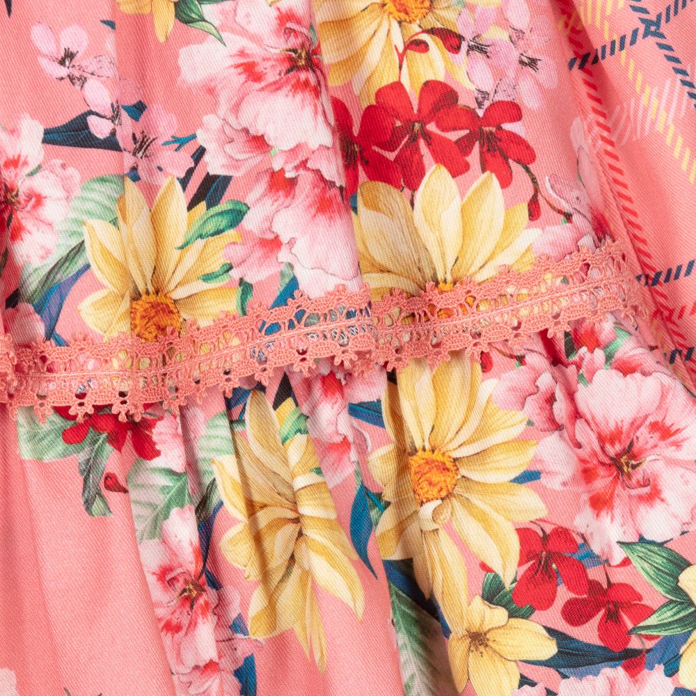 EIRENE-فستان قطن لون زهري بطبعة ورود | Childrensalon Outlet