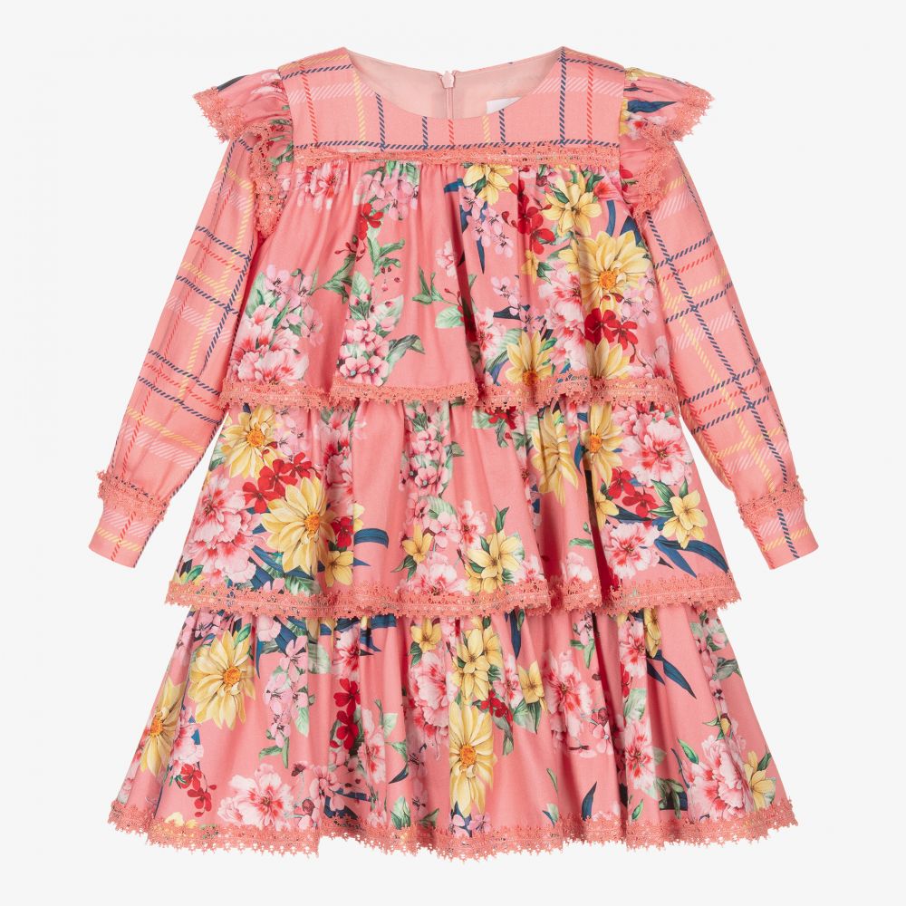 EIRENE - Girls Pink Floral Dress  | Childrensalon