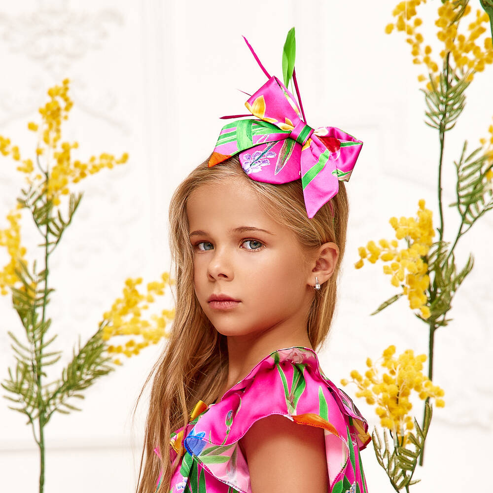 EIRENE-طوق للشعر حرير لون زهري فيوشيا للبنات | Childrensalon Outlet