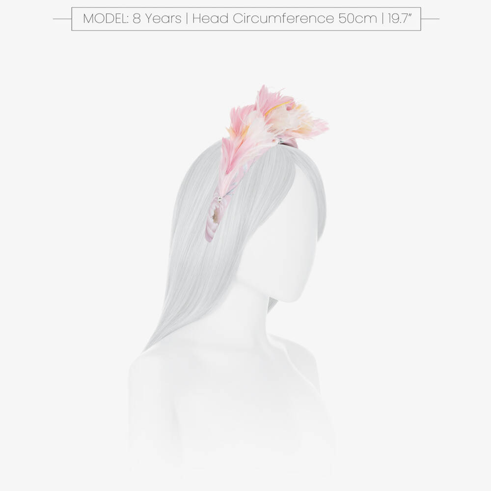 EIRENE-Girls Pink Floral & Feather Hairband | Childrensalon Outlet
