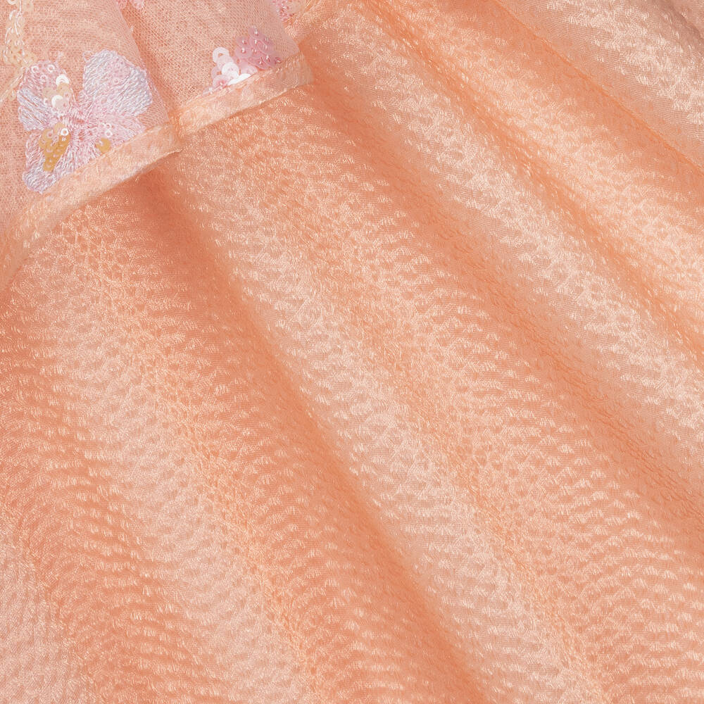 EIRENE-فستان أورغانزا لون زهري مرجاني بطبعة ورود | Childrensalon Outlet