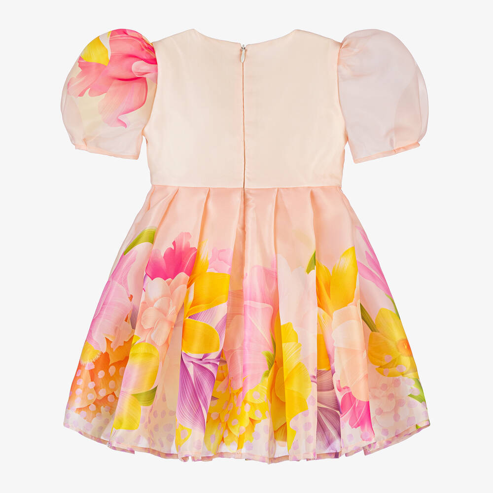 EIRENE-فستان أورغانزا لون زهري بطبعة ورود | Childrensalon Outlet